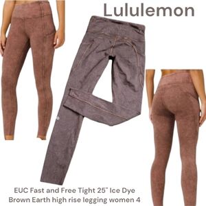 Lululemon Women's Fast and Free Tight 25" HR Pant W5CTRS Legging Ice Dye Brown 4